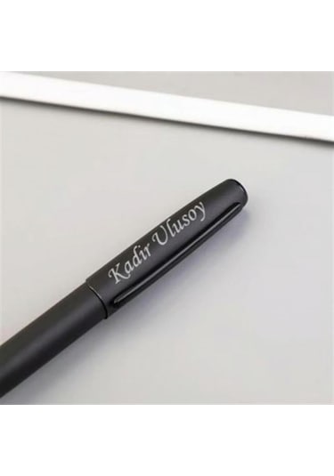 Kişiye Özel Yaprak Tasarımlı Deri Hatıra Defteri ve Mat Siyah Lüx Roller Kalem