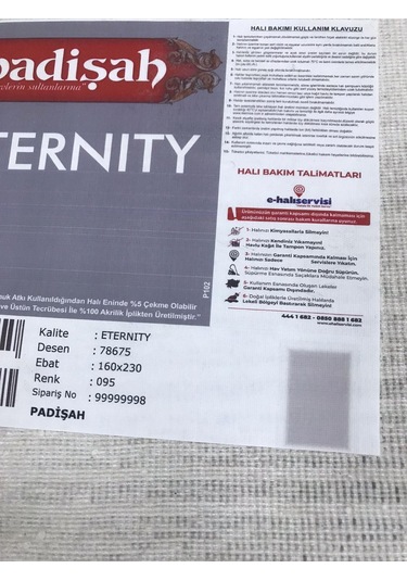 Padişah Halı Eternity 78675 095 Serisi Akrilik Salon Oturma Odası Halısı Gri