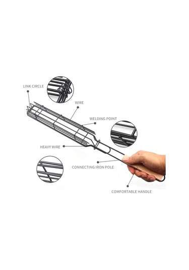 Didadodo Pratik Izgara Sepeti - Paslanmaz Çelik Şişlerle Balık Ve Sebze Pişirme 4'lü Set