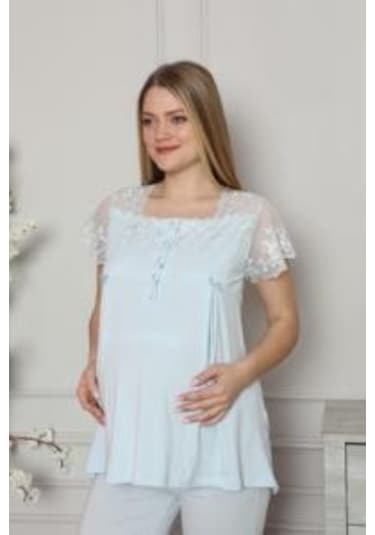 Limissi 2208 Mavi Hamile Lohusa Dantelli Pijama Tk