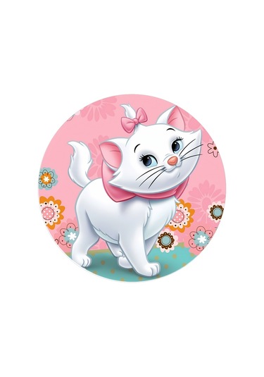 Yenilebilir Yuvarlak Pasta Resim Baskısı 20 Cm Şekerli Kağıt Kedi Temalı 09