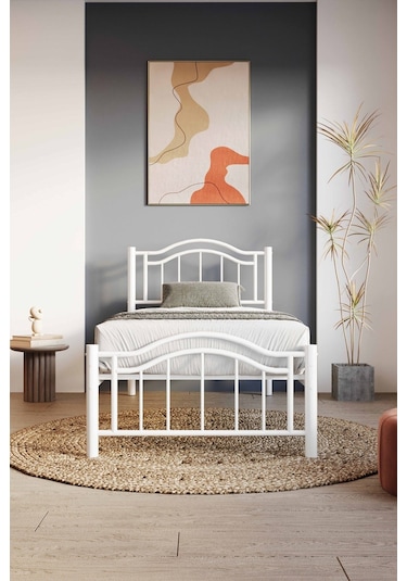 Argimo Belinay Ferforje Beyaz Çift Kişilik Metal Karyola 150x200