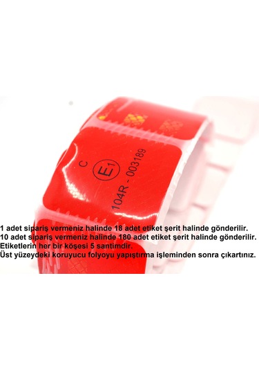 18 Adet 5cmx5cm Kesikli Kırmızı Reflektif Bant Etiket