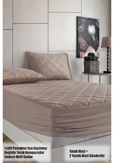 %100 Pamuk Set Renkli Kapitone Yatak Koruyucu Alez Çarşaf Set