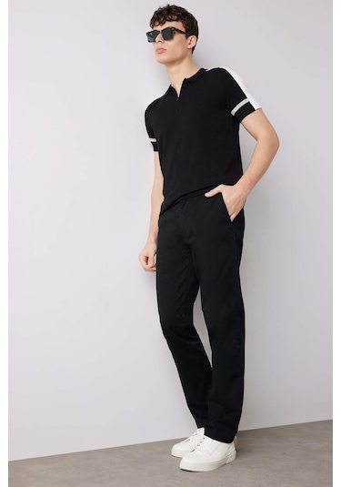 DeFacto Regular Fit Normal Kesim Yazlık Düz Paça Chino Kanvas Pantolon D7349AX25SPBK81