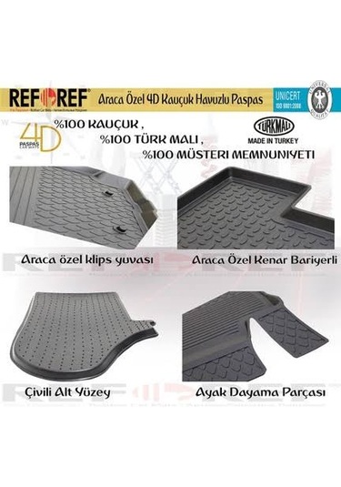 Peugeot 3008 Allure Paspas 4D Havuzlu Araca Özel 2016- Siyah Siyah