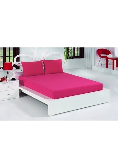 Çift Kişilik Ranforce Kumaş Lastikli Fitted Çarşaf Takımı Fuşya