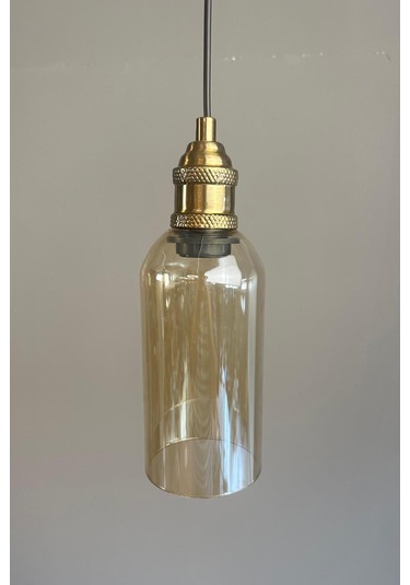 Windy Cam Bal Rengi Tekli Avize Lale Başlık Retro Sarkıt Lamba Salon Aydınlatma Bal