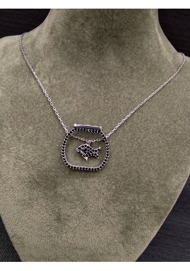 925 Ayar Gümüş Akvaryum Temalı Balık Modelli Kolye Gümüş