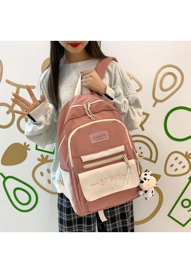 Naylon Büyük Kapasiteli Sırt Çantası Genç Erkek Kız Saf Renk Çok Renkli