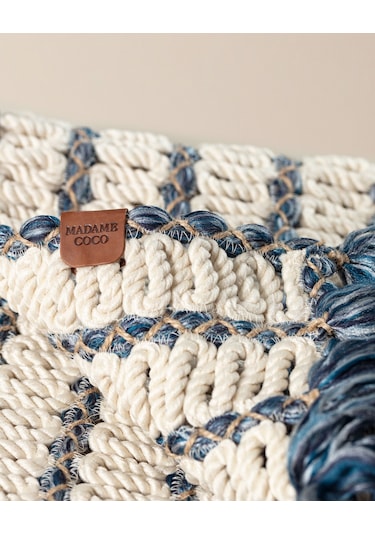 Talmont Saçaklı Kilim - Mavi/beyaz - 65x130 Cm 8684427208861 Çok Renkli