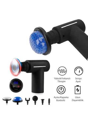 Kochler Sıcak ve Soğuk Terapili Şarjlı Masaj Tabancası Cihazı Sporcu Masaj Aleti Siyah