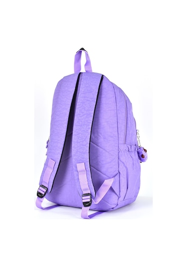 Elatae Su Geçirmez Krinkıl Kumaş Ortopedik Çok Gözlü Okul Sırt Çantası Lila 1625