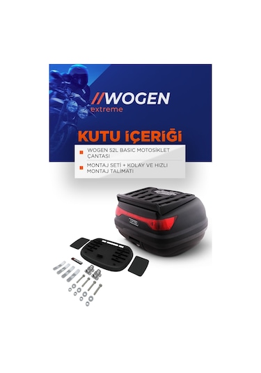 Wogen Wg52 Arka Çanta 52 L Basic Siyah + Karbon Dizlik