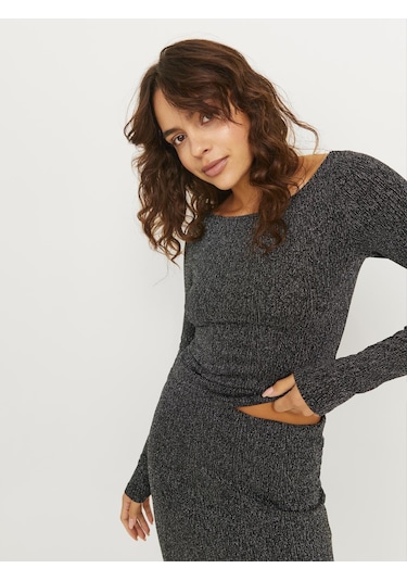 Jack & Jones Kadın Simli Kumaş Crop Top - Sigga Silver