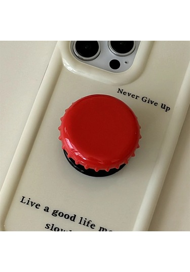 Goldenqian Kore Sevimli 3d Şişe Kapağı Griptok Braketi İphone 16 15 Pro Güzel Macaron Evrensel Telefon Tutucu Halka Destek Standı Kavrama Tok Red Red