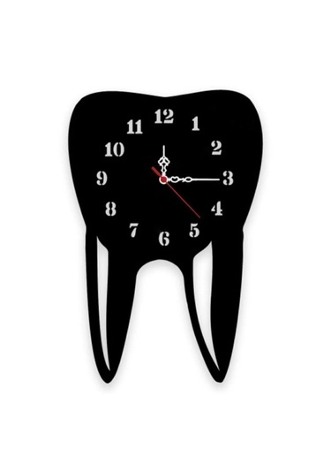 Dişçi Diş Hekimi Duvar Saat Siyah