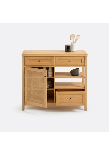 Altea Rattan Detaylı Çok Amaçlı Masif Büfe Ahşap