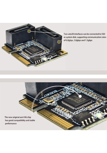 Xurunkeji Port Mini Pcı-e Pcı Express'ten Sata 3.0 Dönüştürücü Sabit Disk Genişletme Kartı Sata Kablosu İle Pc Bilgisayar İçin