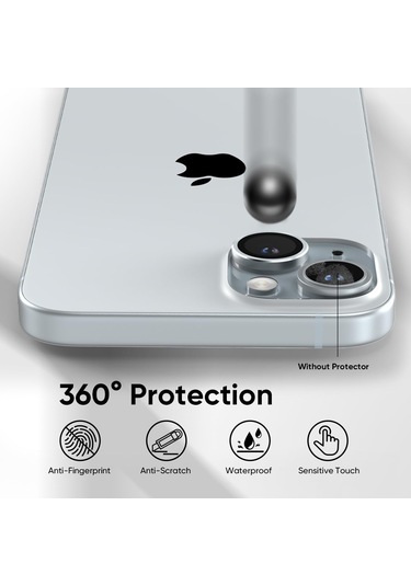 Apple Uyumlu iPhone 15 / 15 Plus Kamera Lens Koruyucu Mavi
