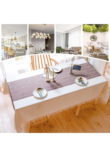 Pazly Bohem Tarzı Lavanta Kare Masa Örtüsü - Yıkanabilir, Buruşmaz 140x140 Cm Mor - Bohem Tasarım, Mor Renk Mor