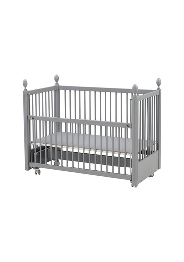 Meltem Kids Kral Sallanır Ahşap Anne Yanı Beşik 60 x 120 CM Gri
