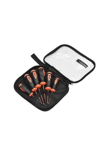 Fortunelane Penggong 6 Parça Tornavida Seti: S2 Çelik, Siyah+turuncu 9916, Uzun Kollu, Çapraz/düz Uç