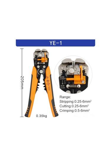 Youmex Otomatik Telli Kablo Soyucu - Elektrikçi İçin Kesim, Presleme Ve Soyma İşlevi - Mavi Renkli Çok İşlevli Alet Mavi