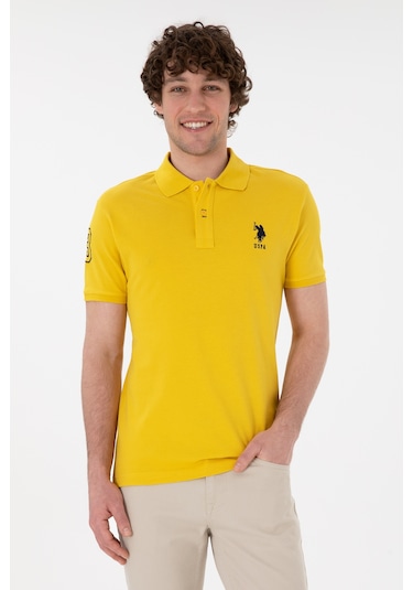 U.S. Polo Assn. Erkek Slim Fit Polo Yaka Sarı Basic Tişört 50305929-VR094