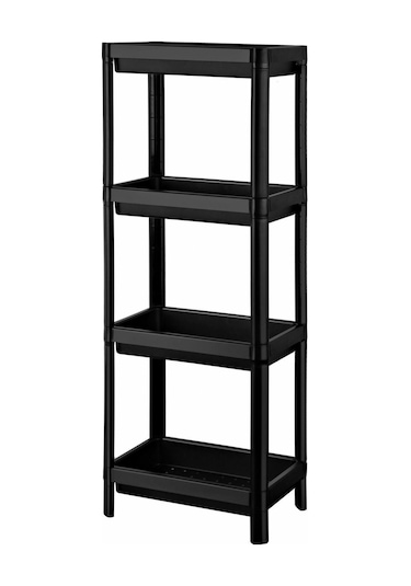 4 Katlı Banyo Rafı Mutfak Rafı Balkon Rafı Siyah