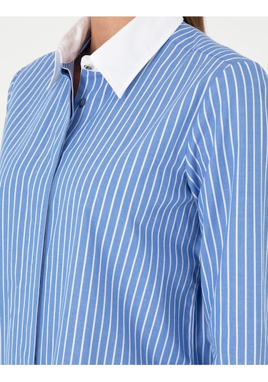 Pierre Cardin Kadın Mavi Gömlek Desenli 50292249-vr036 Mavi