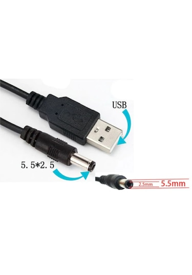 Navidata 1,5m Usb 5.5x2.5 Güç Kablosu 5,5 2,5 Power Usb Kablo