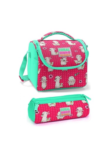 Coral High Kız Çocuk Pembe Yeşil Lamatarasıbeslenme Çantası Seti