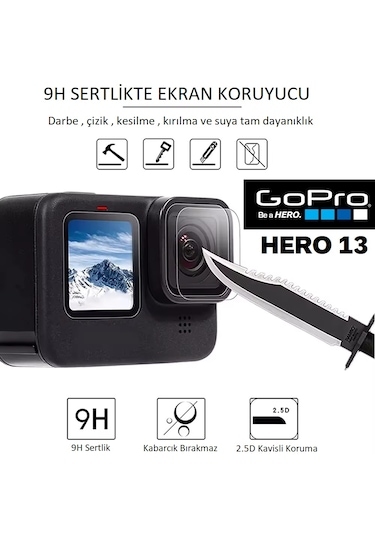 Gopro Hero 13 , 12 , 11 , 10 Ekran Koruyucu Seti 9H