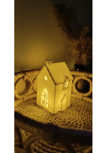 Kış Evi Mumluk Noel Yılbaşı Süsü Dekoratif Biblo Tealight Mumluk Seti Mumlar Dahildir