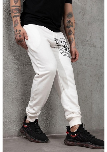 Cr156 Restoration Baskılı Erkek Eşofman Altı Ekru