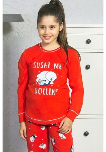 Vienetta Kız Çocuk O Yaka Manşetli Pijama Takım 5260,3-7 Yaş
