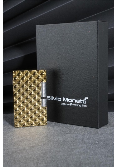 Silvio Monetti Altın Renk Özel Tasarım Kapaklı Gazlı Çakmak 24csm874mr03