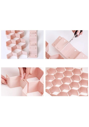 Homyl Petek Dolap Çorap İç Çamaşır Çekmece Bölücü Pembe Pembe