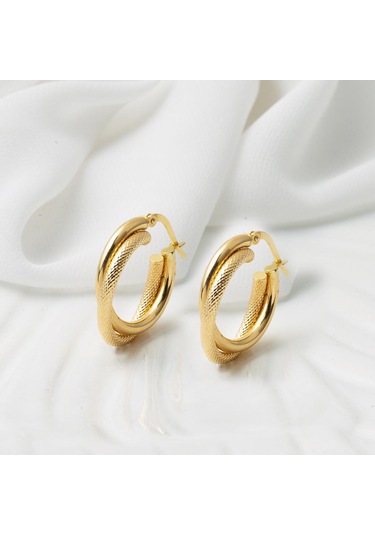 Bilezikci Balık Sırtı İtalyan 14 Ayar Altın Halka Küpe DLM4266