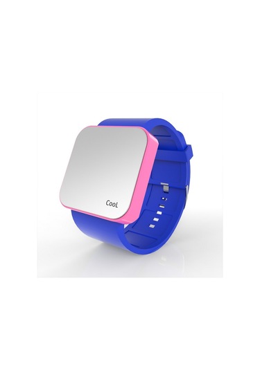 Cool Watch Saat - Pembe Led Kasa - Mavi Kayış Unisex