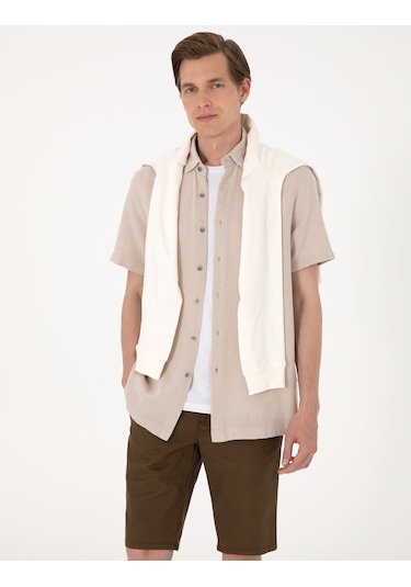 Pierre Cardin Erkek Bej Gömlek Kısa Kollu 50307070-vr011 Bej