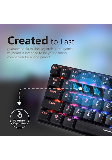 Vertux Oyun Klavyesi, Mekanik Tkl%80, Kablosuz Bluetooth Ve Usb-c