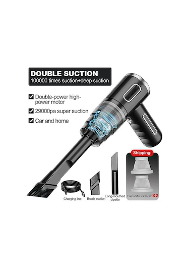 29000pa Güçlü Araba Elektrikli Süpürgesi Islak/kuru Kablosuz Güçlü Emiş El Tipi N3 29000pa-siyah Sjx