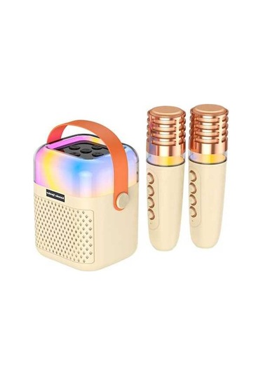 Besthome1 Kablosuz Mikrofonlu Karaoke Hoparlör - 5w Güç, Beige, Rgb Işık