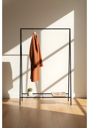 Oval Telli Siyah Butik Elbise Askılığı Konfeksiyon Askılık Siyah