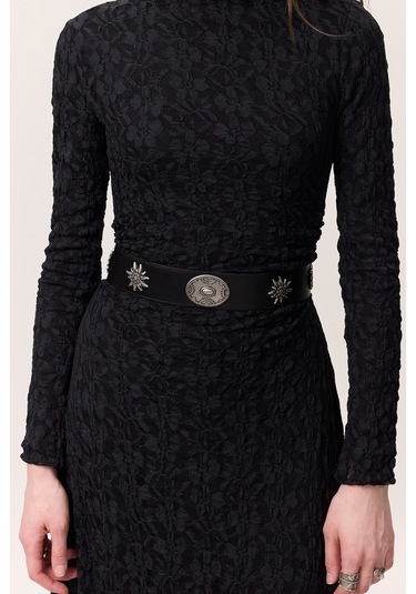 Desen Tokalı Korse Kemer Siyah Ss25kmr00006-01 Siyah