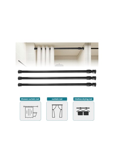 Adet Yaylı Perde Çubukları 16 İla 28 İnç Gerilim Çubuğu Yaylı Perde Çubuğu Siyah