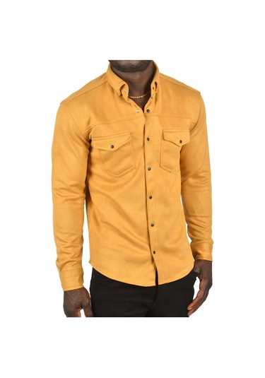 Deepsea Erkek Hardal Sarısı Çift Cep Süet Gömlek 2302329 Hardal