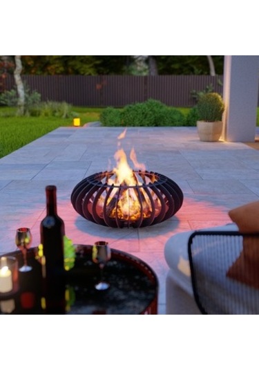 Parıltı Ateş Çukuru Elips Model Bahçeniz İçin Dekoratif Sağlam Siyah